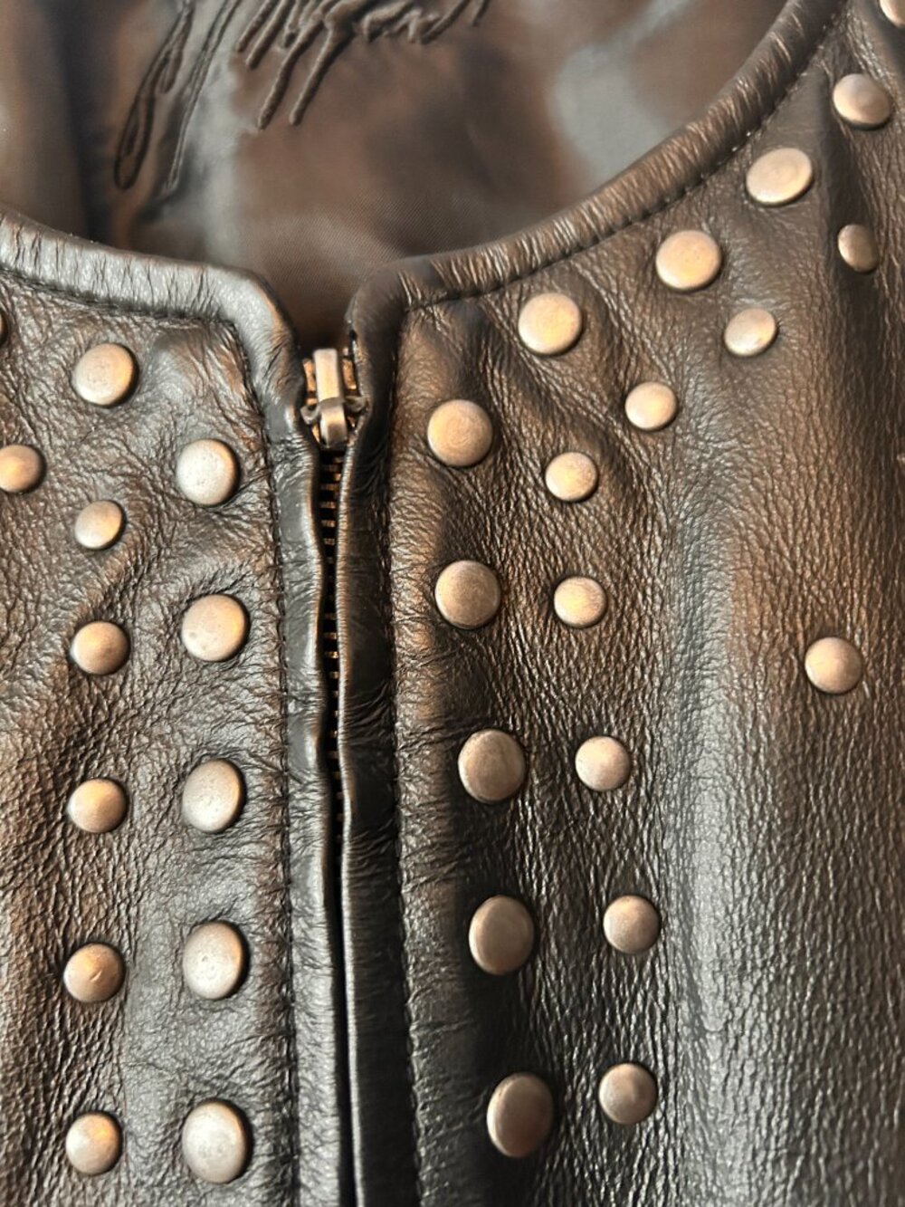 Peter Nygard Studded Leather Moto Jacket Rock Chic Biker Goth 2X - Picture 2 of 2